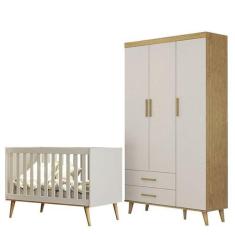 Imagem de Berço Americano E Guarda Roupa Infantil Ludmila Off White Bétula - Car