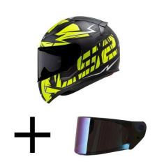 Imagem de Capacete LS2 FF353 Rapid Cromo Preto e Amarelo Fosco Mais Viseira Cama