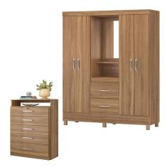 Imagem de Cômoda Triunfo e Guarda Roupa Casal Lord Amêndola Touch - Demóbile