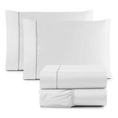 Imagem de Jogo De Lençol Cama King Size 4 Peças Percal 600 Fios Branco - Casa Ho