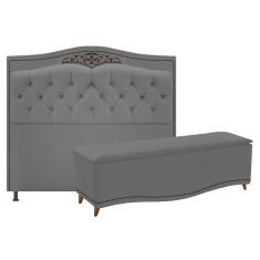 Imagem de Kit Cabeceira e Calçadeira Yasmim 195 cm King Size Suede  - ADJ Decor