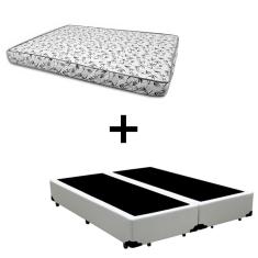 Imagem de Cama Box Queen 158 - Tecido Sintético Branco com Colchão Nápoles Bello Box - 100% Espuma - D33 54x158x198