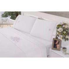 Imagem de Jogo Lençol King Bordado Crivo 4 Peças 100% Algodão 180 Fios - Ingrid