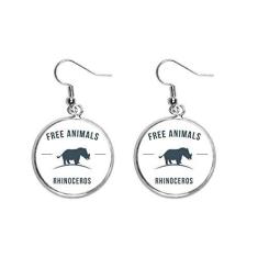 Imagem de Brinco feminino com silhueta azul de desenho rinoceronte com pingente de prata