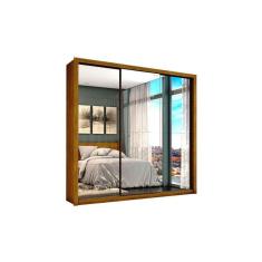 Imagem de Guarda Roupa Casal Porta Correr com espelho 3 portas e 4 gavetas Veneza Gold – Freijó