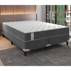 Imagem de Cama Box Queen Size Portobel New Lexus com Molas Ensacadas e Revestimento em Tecido Poliéster 60x158x198cm - Branco/Cinza