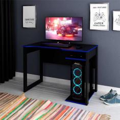 Imagem de mesa gamer nexus preta e azul