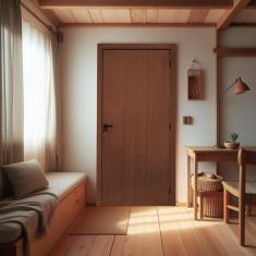 Imagem de Kit Porta de Madeira Lisa 215x74cm Batente 7cm Mdf Ultra Mgm Ipê