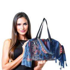 Imagem de Bolsa Praia PVC Cristal Transparente + Canga Saída de Praia Retangular