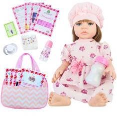 Imagem de Boneca Bebê Reborn Realista Silicone Boneca Vestido e Bolsa de Materni