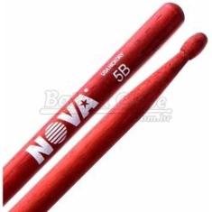 Imagem de Baqueta Vic Firth Nova Series Hickory Red ¨Padrão 5B¨  com Ponta de Madeira (7369)