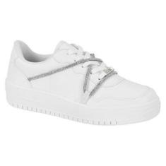 Imagem de Tenis Vizzano Feminino Branco Plataforma Brilhante Casual - Branco - 40-Feminino