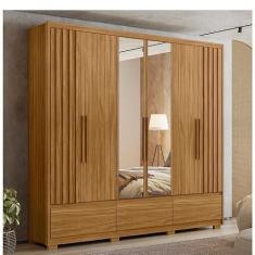 Imagem de Guarda Roupa Casal 6 Portas 5 Gavetas Com Espelho Amazonas Moval