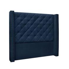 Imagem de Cabeceira Cama Box King 195cm e Recamier Vicenza Suede Azul Marinho S04 - D`Rossi