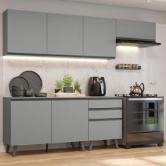 Imagem de Armário De Cozinha Completa 260Cm Cinza Nice Madesa 12 Cinza