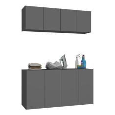 Imagem de Conjunto Lavanderia Suspenso Multiuso Armário Aéreo E Balcão 4 Portas