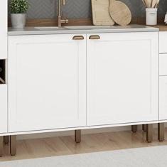 Imagem de Balcão Para Cozinha 2 Portas Provençais sem Tampo Iluminata Genialflex Branco Fosco