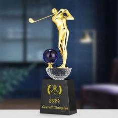 Imagem de Prêmio Troféu de Cristal Gravado Personalizado - Logotipo Personalizado e Texto Gravado Taça de Troféu Esportivo - Bola de Golfe, Basquete, Futebol, Bola de Tênis, Beisebol, Presente Lembrança de