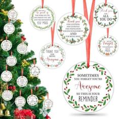 Imagem de Barydat 24 peças de presentes de agradecimento de Natal para colegas de trabalho, enfeite de Natal, presente para colegas de trabalho, ornamentos inspiradores para decoração de árvore de Natal, Ação