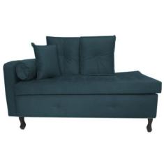 Imagem de Recamier Calçadeira Cancun 1,38 Cm Suede Azul Royal - Casa & Estofados