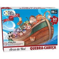 Imagem de Brinquedo Infantil Quebra Cabeça Arca De Noé Premium 60 Pçs - Pais & F