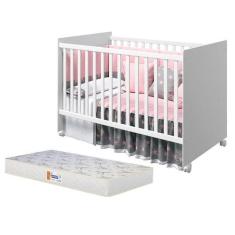 Imagem de Berço Tico Branco Fosco com Colchão D18 de 10cm - Reller Móveis, Branc