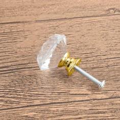 Imagem de 1/10 peças 20-40mm base dourada e prateada em forma de diamante puxadores de vidro cristalino armário puxa puxadores de gaveta puxadores de armário de cozinha, base dourada 20mm, 10 peças