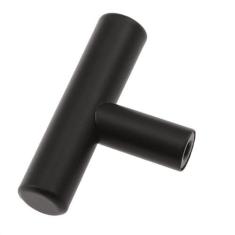 Imagem de pces em forma de t de aço inoxidável puxadores de móveis armários porta puxa único furo gavetas puxadores de armário prateado, 2 pces preto