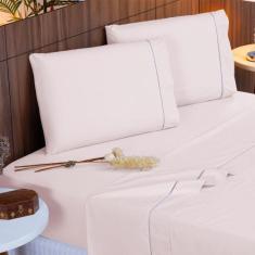 Imagem de Jogo Lençol King 4 Peças 400 Fios 100% Algodão Acetinado Ponto Palito