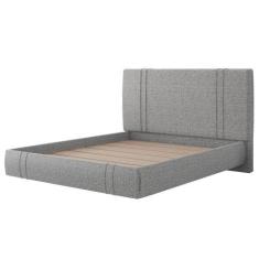 Imagem de Cama Queen Flutuante Com Cabeceira 160cm Lyra S05 Linho Cinza - Mpozen