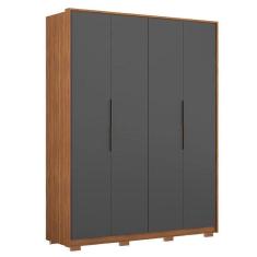 Imagem de Guarda Roupa Casal Attore 4 Portas Amêndola Grafito Com Pés - Demartêz