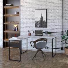 Imagem de Mesa De Escritório Em L Estilo Industrial 135X150cm Kuadra - Compace