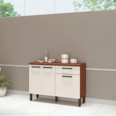 Imagem de Balcão de Cozinha Ambiente Versalhes Nogueira Off White - Kits Paraná