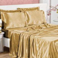Imagem de Jogo De Cama King Sublime Dourado Valle Enxovais 4 Peças