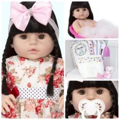 Imagem de Boneca Reborn Recem Nascida Grande Silicone Com Acessórios - Cegonha R