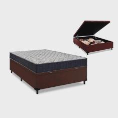 Imagem de Cama Box Baú Casal Marrom + Colchão De Espuma D45 - Ortobom - Airtech 150 60x188x138cm