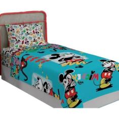 Imagem de Jogo de Cama Microfibra Solteiro Estampado Mickey 1,40 m x 2,20 m Com 3 peças