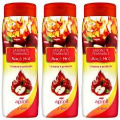 Imagem de Kit 3 Sabonete Líquido Feminino Maçã Hot Limpeza E Proteção - Apinil
