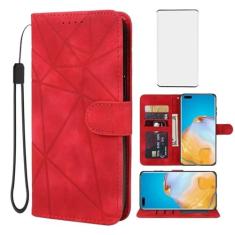 Imagem de Wanyuexes Capa para Huawei P40 Pro, P40 Pro Plus/Huawei P40 Pro+ ELS-NX9 Capa carteira com protetor de tela de vidro temperado, capa flip de couro com suporte para cartão de crédito para Huawei P40