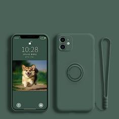 Imagem de Suporte magnético de anel de dedo de silicone líquido para iPhone 14 13 12 11 Pro Mini XR X XS Max 7 8 Plus Se 2020 Capa de telefone, verde escuro, para iphone 13