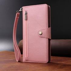 Imagem de Carteira rebite fivela estojo de couro com zíper para Samsung Galaxy S23 Ultra S22 S21 Plus S20 FE S10 Plus S9 S8 Note 20 Ultra 10 Lite 9, ouro rosa, para Galaxy S23