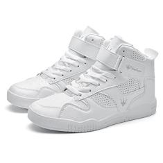 Imagem de KUXIE Tênis masculino de cano alto, moderno, casual, para atividades ao ar livre, calçados esportivos para treinamento, couro, sapatilha masculina, M729-branco, 39