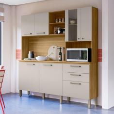 Imagem de Cozinha Compacta Mega 7 Portas 2 Gavetas com Vidro Freijó/Soft - Kits Paraná