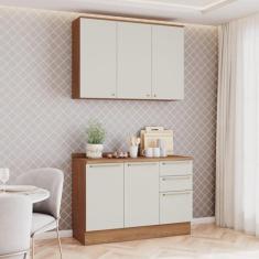 Imagem de Cozinha Compacta 2 Peças com Tampo Yasmin Espresso Móveis Nature/Areia