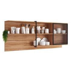 Imagem de Armário Aéreo p/ Cozinha Alpha 2504 c/ 1 Porta c/ Vidro Canelado 200cm