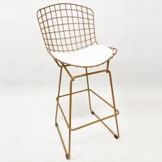 Imagem de Banqueta Para Cozinha M dia Bertoia Maci a Cor Dourado Fosco