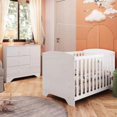 Imagem de Quarto de Bebê com Cômoda e Berço Americano 100% MDF Ayla Branco Brilho