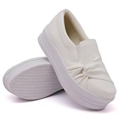 Imagem de Tenis Slip On Moda Fashion Casual Feminino Nó Frontal Sola Reta Alta M