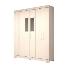 Imagem de Guarda Roupa Casal 100% Mdf 6 Portas 2 Gavetas Com Espelho Lana Acp Móveis Branco