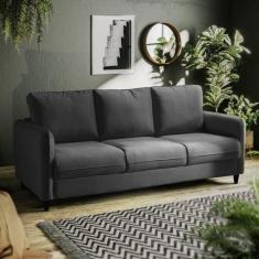 Imagem de Sofá Orquídea 3 Lugares em Veludo Cabecasa Madeiramadeira Cinza